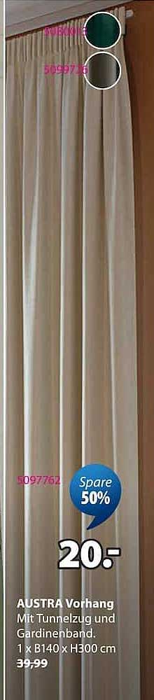 AUSTRA Vorhang Mit Tunnelzug und Gardinenband. 1 x B140 x H300 cm