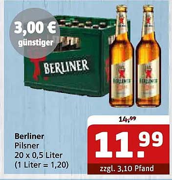 Berliner Pilsner 20 x 0,5 Liter (1 Liter = 1,20)