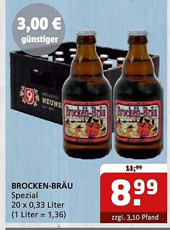 BROCKEN-BRÄU Spezial 20 x 0,33 Liter (1 Liter = 1,36)