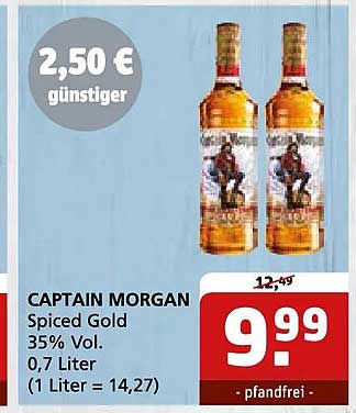 CAPTAIN MORGAN Spiced Gold 35% Vol. 0,7 Liter (1 Liter = 14,27)