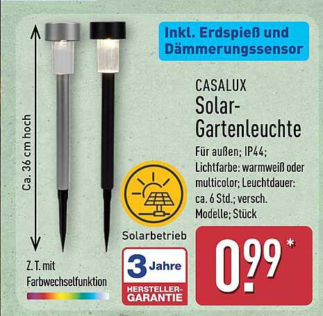 CASALUX Solar-Gartenleuchte