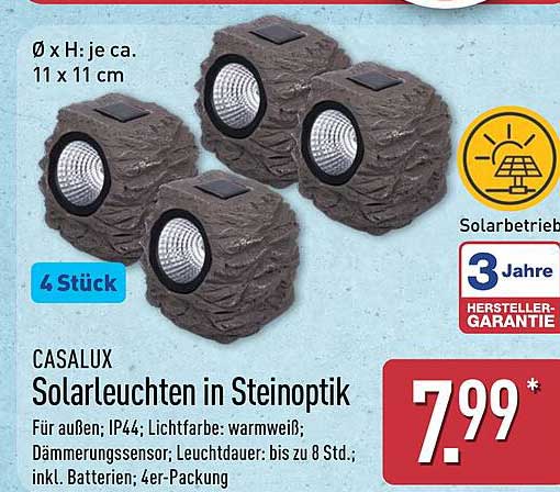 CASALUX Solarleuchten in Steinoptik