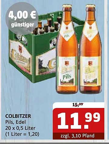 COLBITZER Pils, Edel 20 x 0,5 Liter (1 Liter = 1,20)