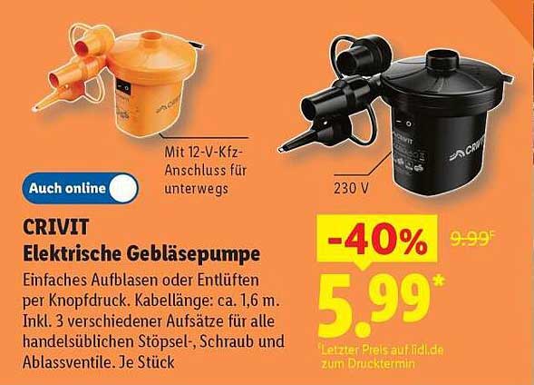 CRIVIT Elektrische Gebläsepumpe