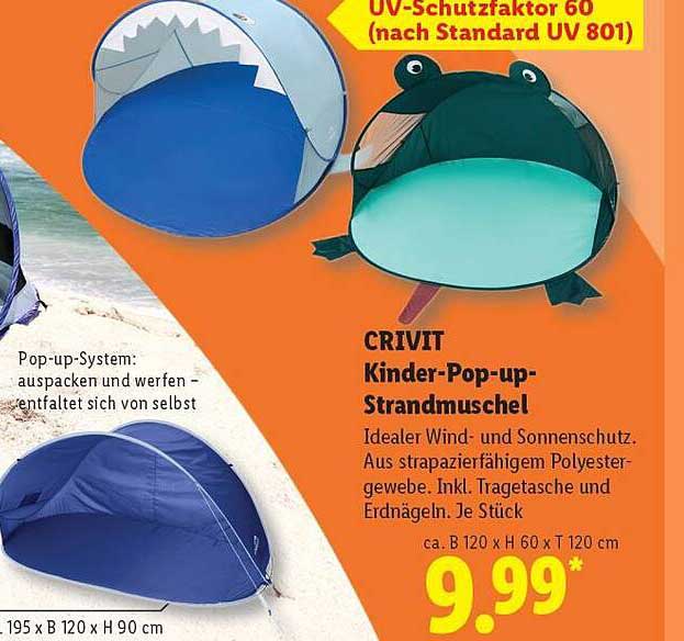 CRIVIT Kinder-Pop-up-Strandmuschel
