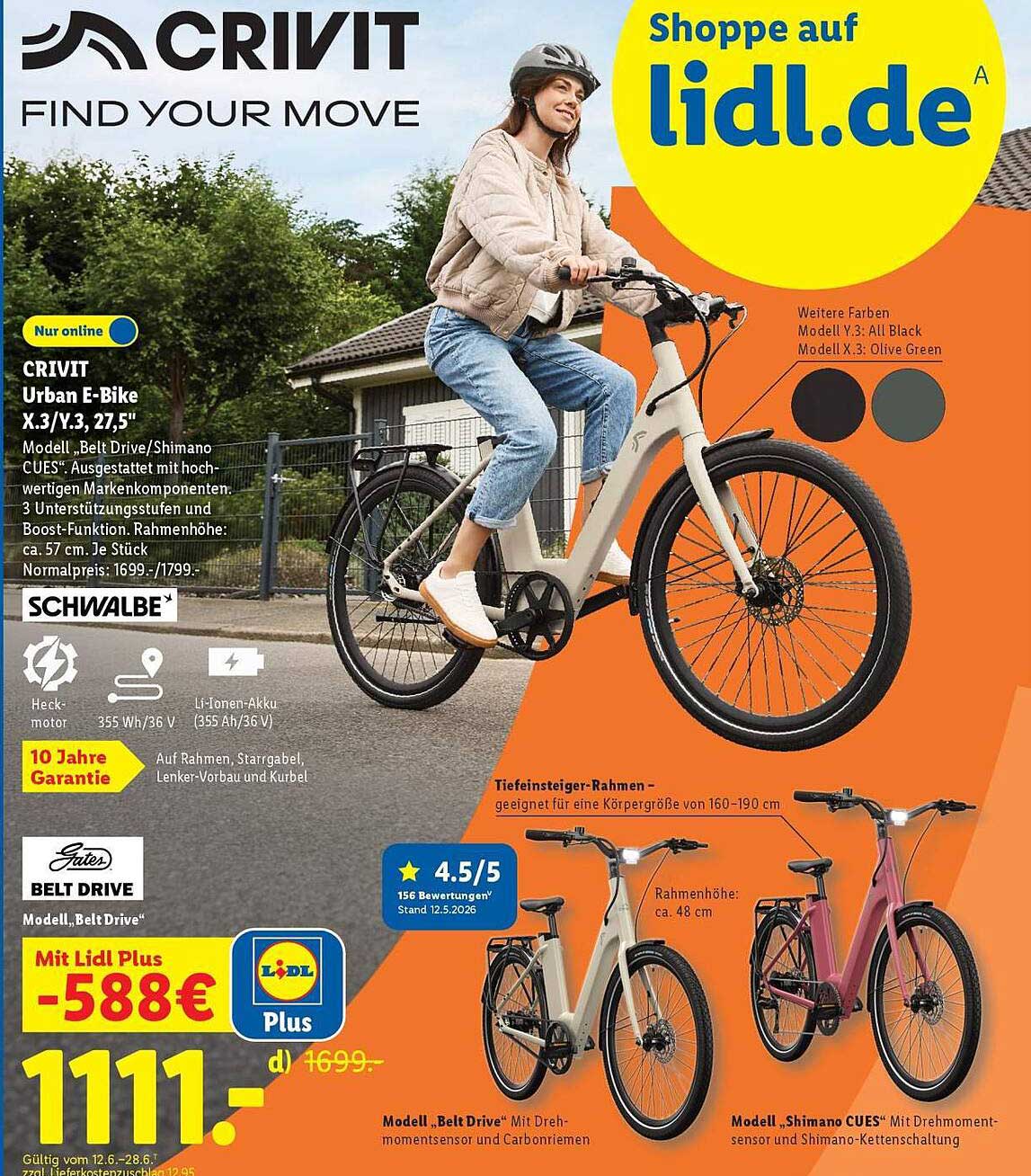 CRIVIT Urban E-Bike X.3/Y.3, 27,5"