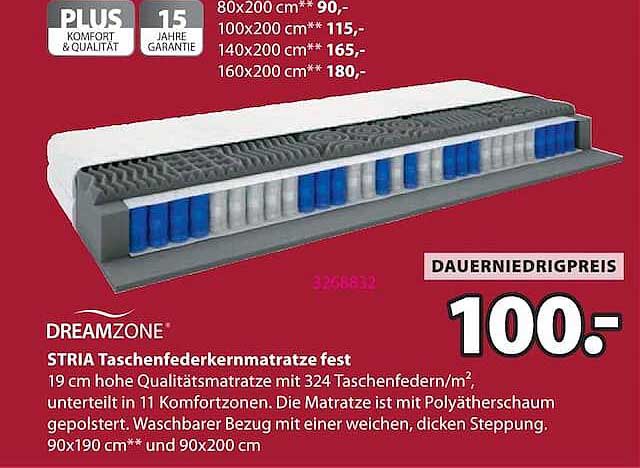 DREAMZONE STRIA Taschenfederkernmatratze fest