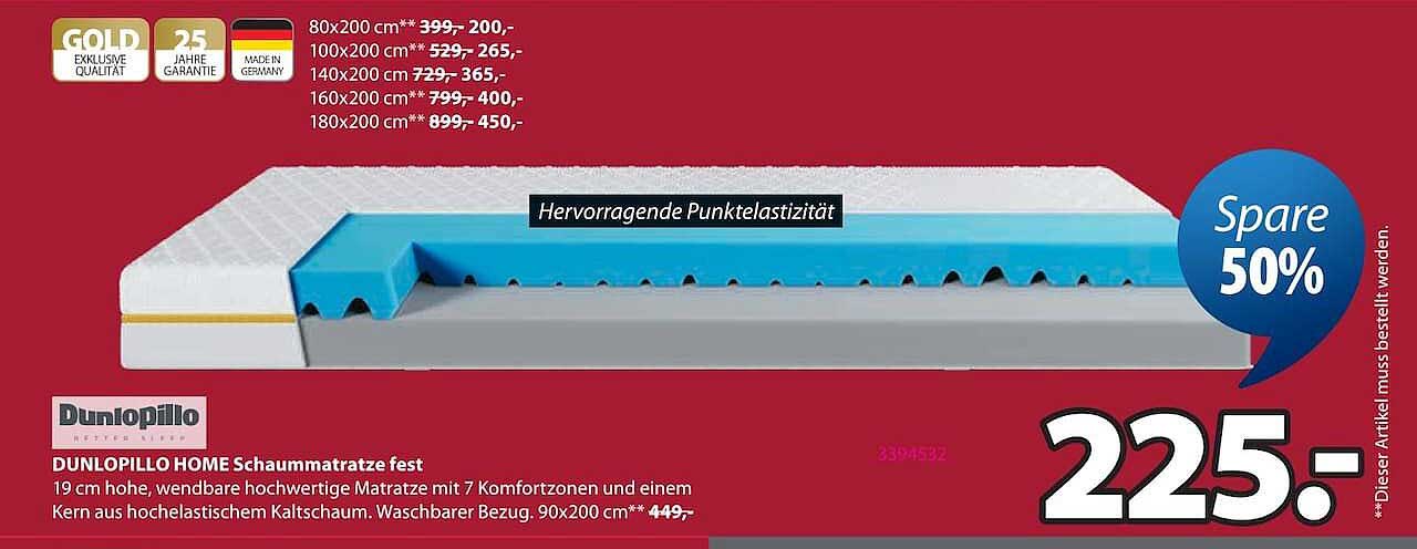 DUNLOPILLO HOME Schaummatratze fest