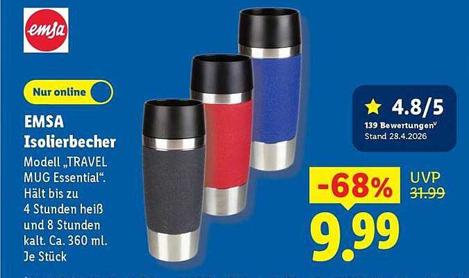 EMSA Isolierbecher Modell „TRAVEL MUG Essential“
