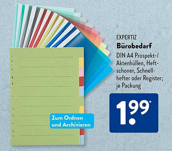 EXPERTIZ Bürobedarf DIN A4 Prospekt-/Aktenhüllen, Heftschoner, Schnellhefter oder Register; je Packung