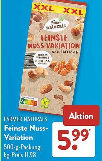 Farmer Naturals Feinste Nuss-Variation 500-g-Packung; kg-Preis 11.98