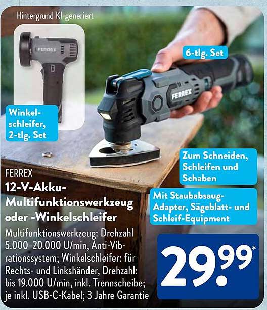 FERREX 12-V-Akku-Multifunktionswerkzeug oder -Winkelschleifer