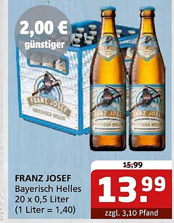 FRANZ JOSEF Bayerisch Helles 20 x 0,5 Liter (1 Liter = 1,40)