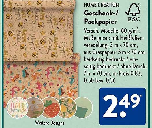 HOME CREATION Geschenk-/Packpapier