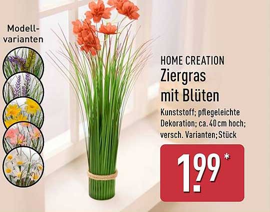 HOME CREATION Ziergras mit Blüten