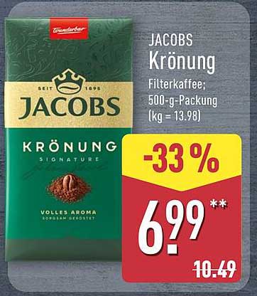 JACOBS Krönung Filterkaffee; 500-g-Packung (1kg = 13.98)