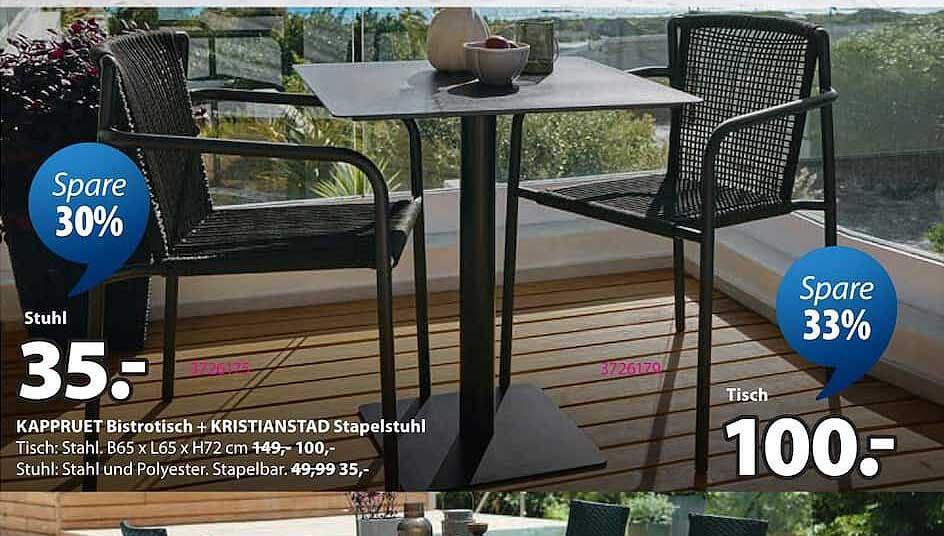 KAPPRUET Bistrotisch + KRISTIANSTAD Stapelstuhl