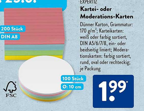 Kartei- oder Moderations-Karten