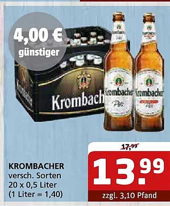 KROMBACHER versch. Sorten 20 x 0,5 Liter (1 Liter = 1,40)