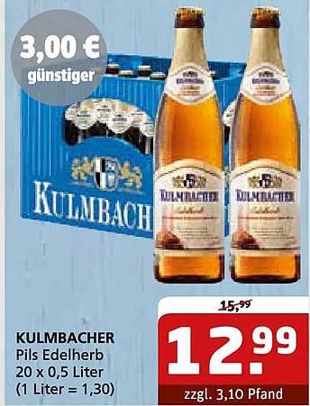 KULMBACHER Pils Edelherb 20 x 0,5 Liter (1 Liter = 1,30)