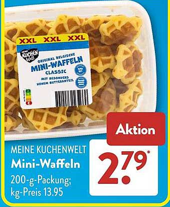 MEINE KUCHENWELT Mini-Waffeln 200-g-Packung; kg-Preis 13.95