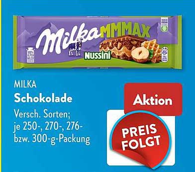 MILKA Schokolade Versch. Sorten; je 250-, 270-, 276- bzw. 300-g-Packung