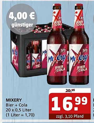 MIXERY Bier + Cola 20 x 0,5 Liter (1 Liter = 1,70)