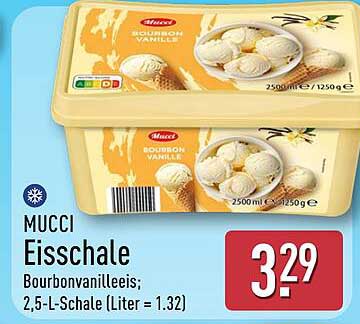 MUCCI Eisschale Bourbonvanilleeis: 2,5-L-Schale (Liter = 1.32)