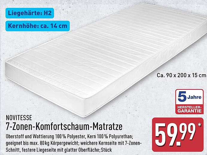 NOVIDTESSE 7-Zonen-Komfortschaum-Matratze