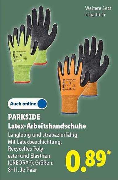 PARKSIDE Latex-Arbeitshandschuhe