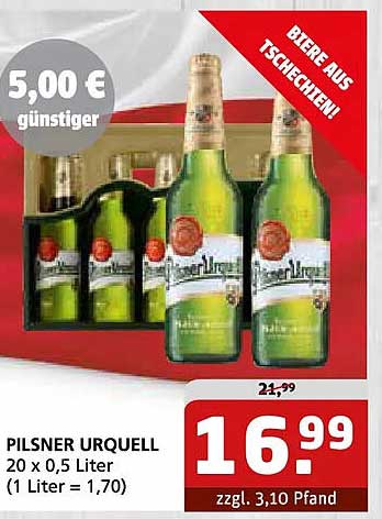 PILSNER URQUELL 20 x 0,5 Liter (1 Liter = 1,70)