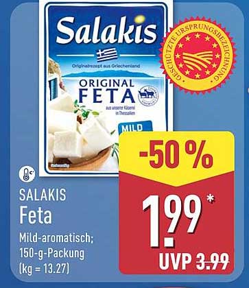 SALAKIS Feta Mild-aromatisch: 150-g-Packung (kg = 13.27)