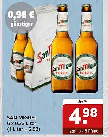 SAN MIGUEL 6 x 0,33 Liter (1 Liter = 2,52)