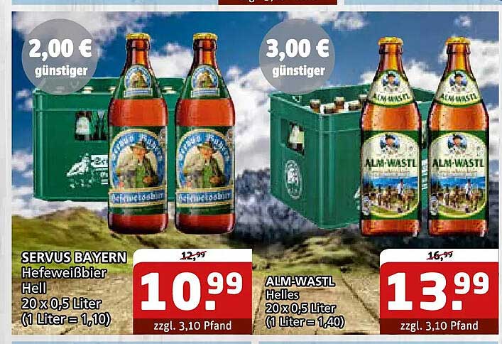 SERVUS BAYERN Hefeweißbier Hell 20 x 0,5 Liter (1 Liter = 1,10)