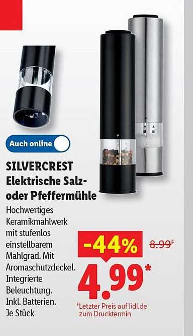 SILVERCREST Elektrische Salz- oder Pfeffermühle