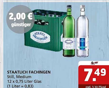 STAATLICH FACHINGEN
Still, Medium
12 x 0,75 Liter Glas
(1 Liter = 0,83)