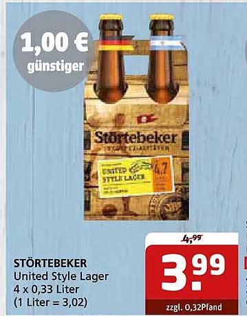 STÖRTEBEKER United Style Lager 4 x 0,33 Liter (1 Liter = 3,02)