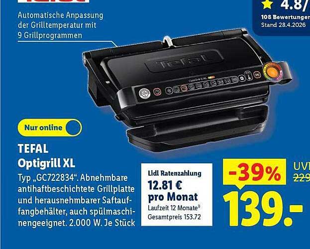 TEFAL Optigrill XL