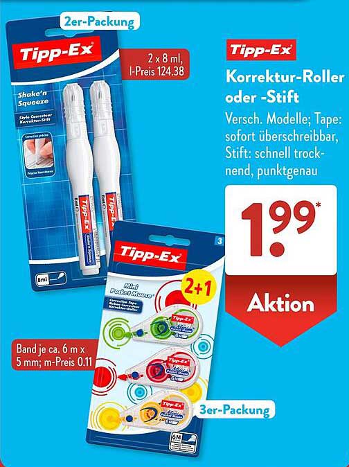 Tipp-Ex Korrektur-Roller oder -Stift