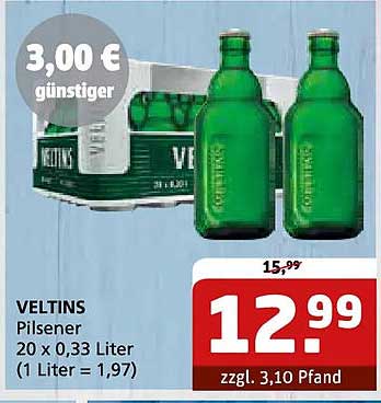 VELTINS Pilsener 20 x 0,33 Liter (1 Liter = 1,97)