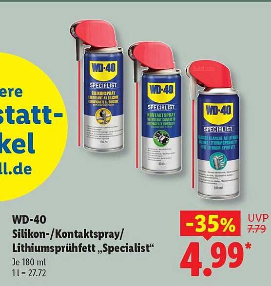WD-40 Silikon-/Kontaktspray/Lithiumsprüffett „Specialist“