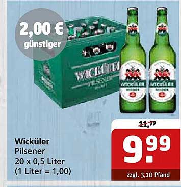 Wicküler Pilsener 20 x 0,5 Liter (1 Liter = 1,00)