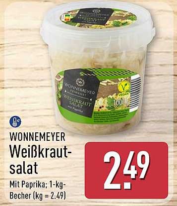 WONNEMEYER Weißkraut-salat Mit Paprika; 1-kg-Becher (kg = 2.49)