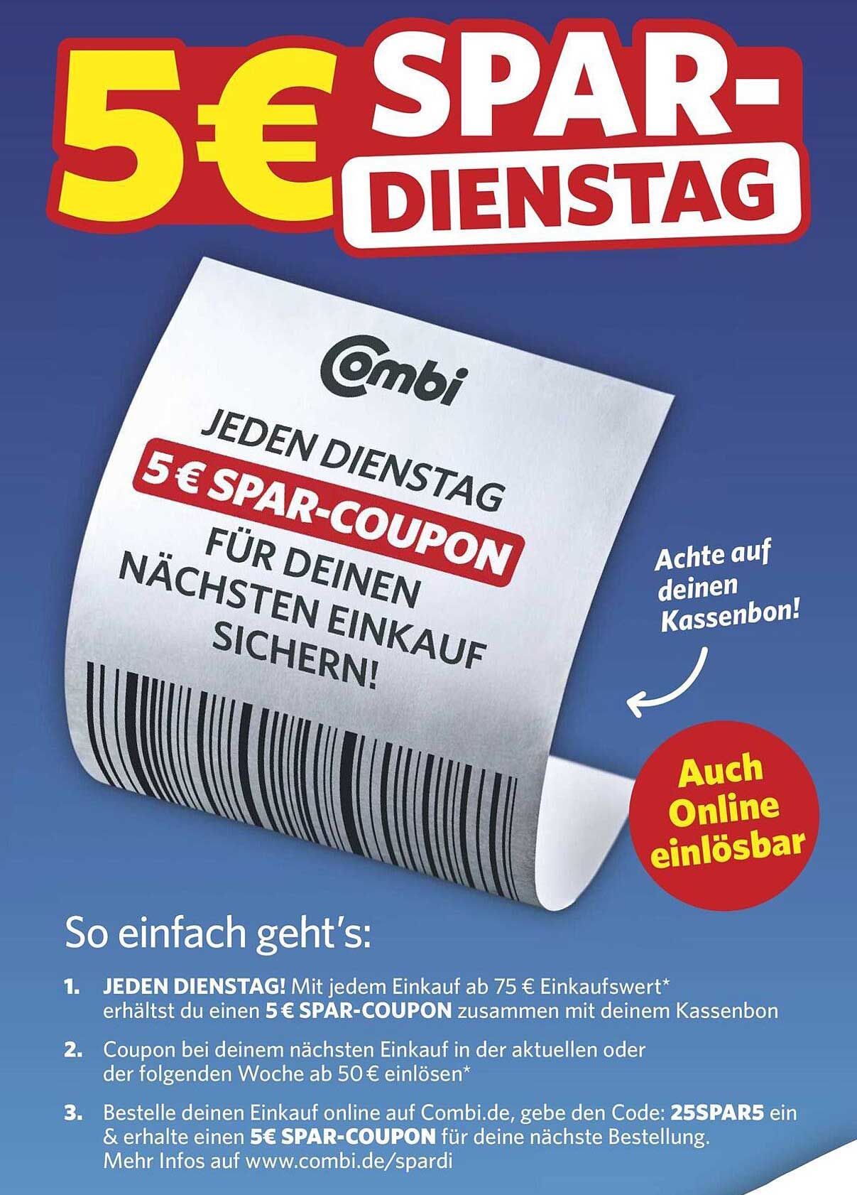 5 € SPAR-COUPON für deinen nächsten Einkauf bei Combi