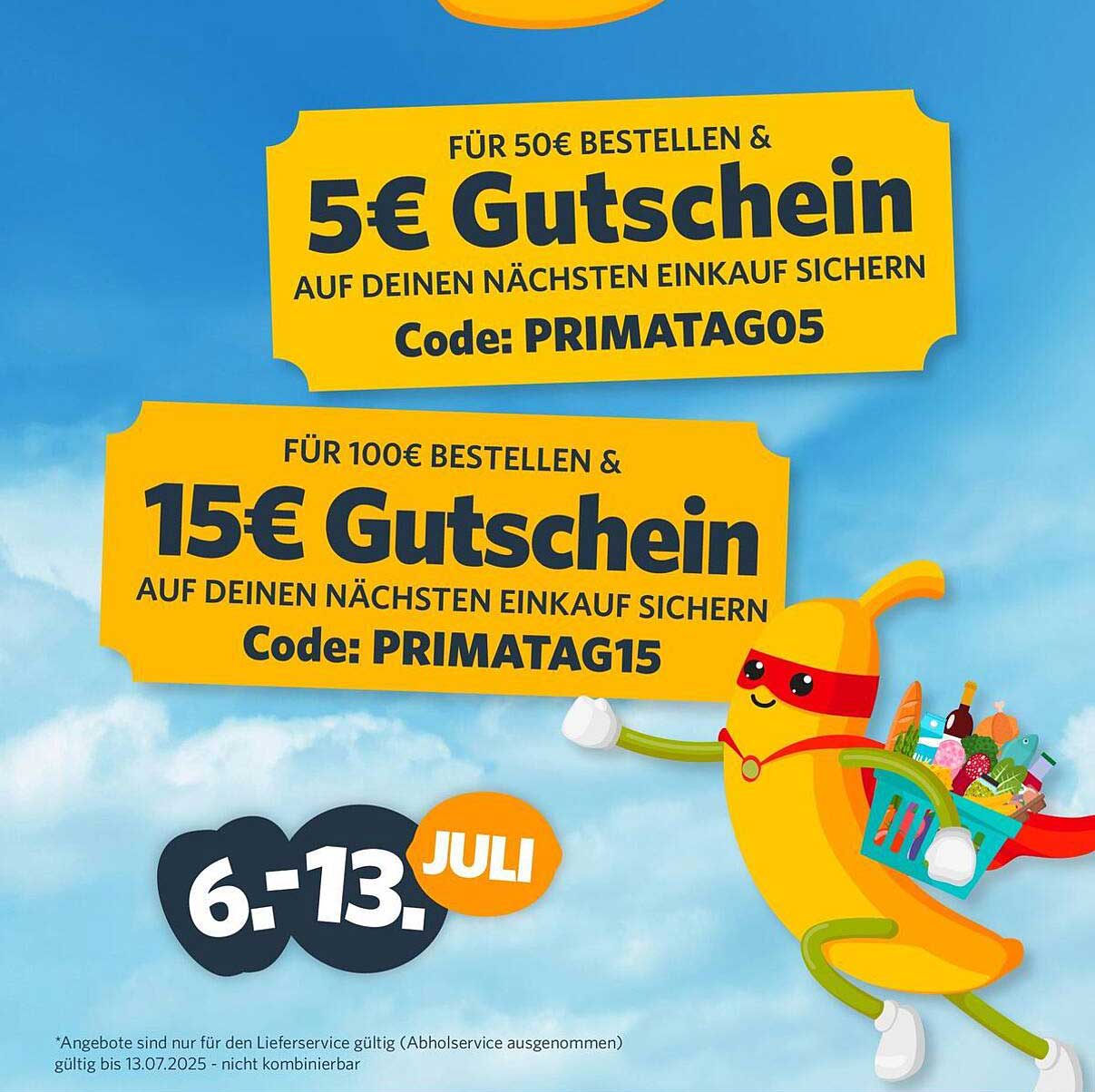 5€ Gutschein für Bestellungen ab 50€ oder 15€ Gutschein für Bestellungen ab 100€