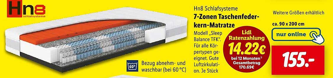 7-Zonen Taschenfederkern-Matratze von Hn8 – Modell „Sleep Balance TFK“