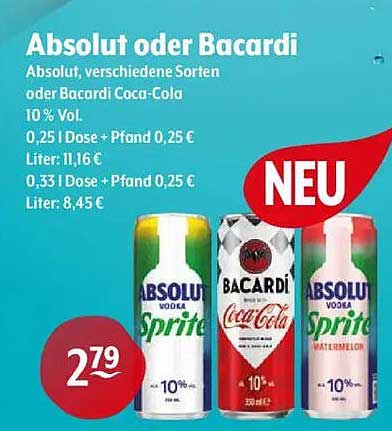 Absolut oder Bacardi – Verschiedene Sorten