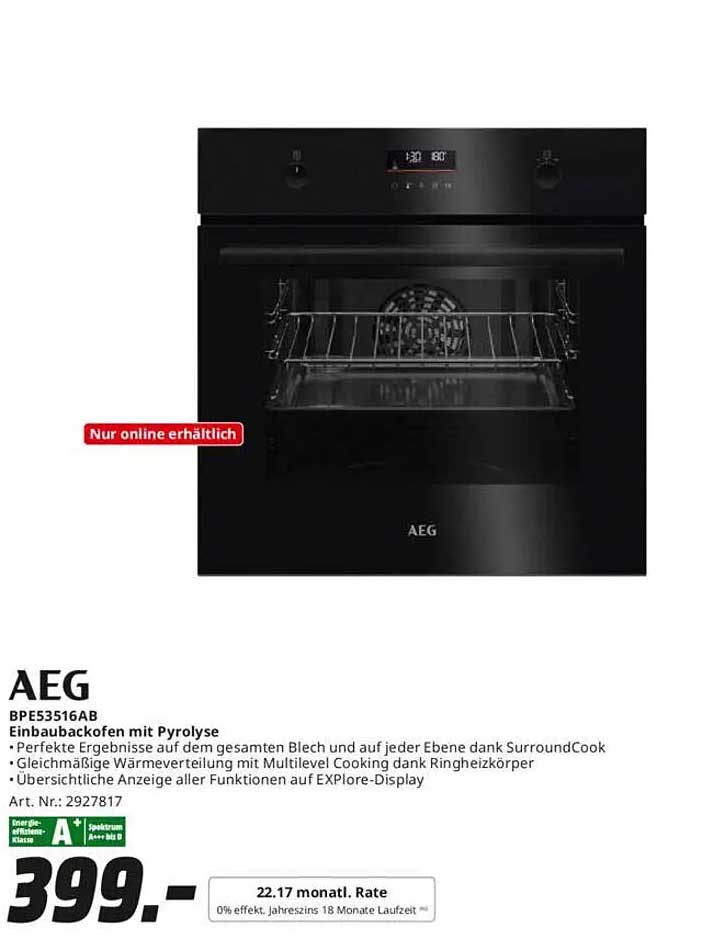 AEG BPE53516AB Einbaubackofen mit Pyrolyse