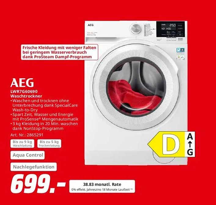 AEG LWR7G60690 Waschtrockner