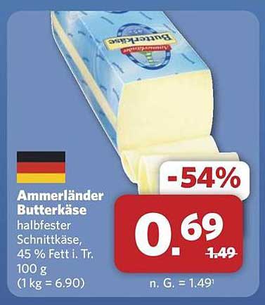 Ammerländer Butterkäse - halbfester Schnittkäse, 100 g